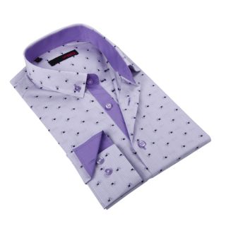 Ungaro Mens Stripe Purple/ White Cotton Dress Shirt