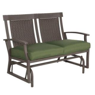 Hampton Bay Bloomfield Woven Patio Double Glider with Moss Cushion 14H 039 GLDR