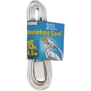Prime Wire 15 Foot 16/2 SPT 2 3 Outlet Cord, White