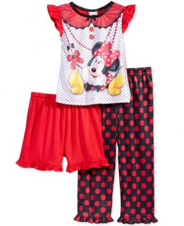 Minnie Mouse Toddler Girls 3 Piece Minnie Mouse Pajama Set   Pajamas