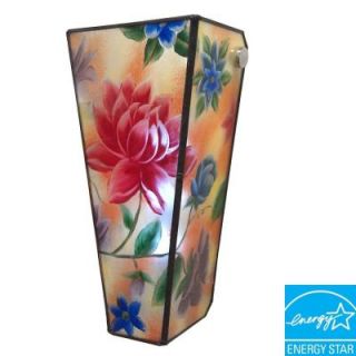 It's Exciting Lighting 5 LED Wall Mount Hand Painted Glass Flowers Conical Glass Battery Operated Sconce IEL AMBP104