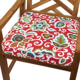 Red Floral 20 inch Indoor/ Outdoor Corded Chair Cushion