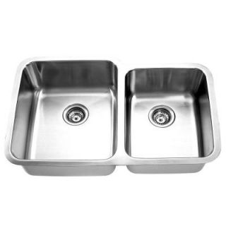 Yosemite Home Decor Undermount Stainless Steel 32 in. Double Bowl Kitchen Sink in Satin MAG8503L