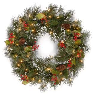National Tree Company 24 Wintry Pine Wreath with Clear Lights