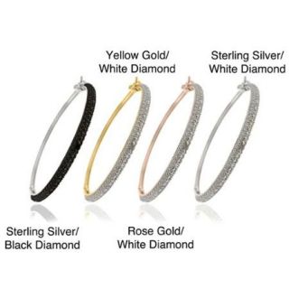 Finesque Sterling Silver Diamond Accent Bangle Bracelet Sterling Silver   Black Diamond