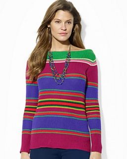 Lauren Ralph Lauren Petites Stripe Boat Neck Sweater