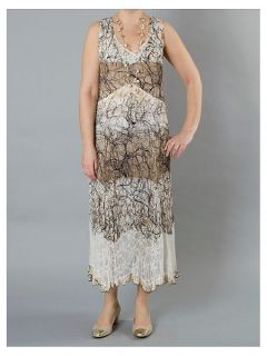 Chesca Scribble Print Dress With Lace Trim