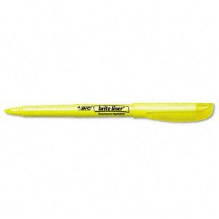 BIC Brite Liner Highlighter Chisel Tip Fluorescent Yellow Ink 1 Dozen