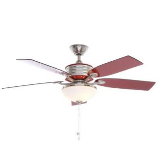 Hampton Bay Santa Cruz 52 in. Brushed Nickel Ceiling Fan with Red Accents AG712 BN+RD