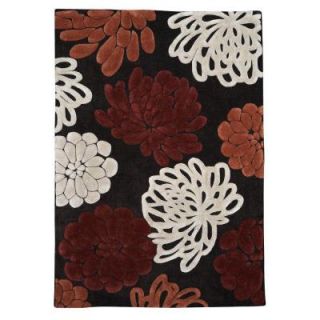 Linon Home Decor Trio Collection Chocolate and Garnet 8 ft. x 10 ft. Indoor Area Rug RUG TAD1081