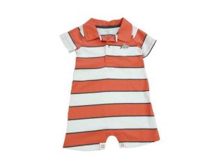 Carters Infant Boys Orange & White Striped Collared Romper 
