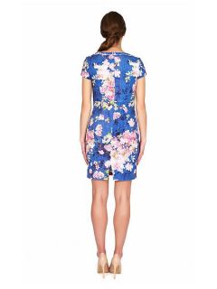 James Lakeland Short Sleeve Floral Print Dress Blue