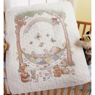 Bucilla Our Little Blessing Crib Cover Stamped Cross Stitch Kit 34X43