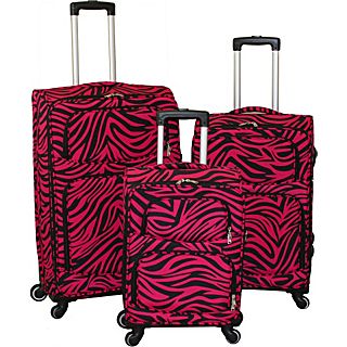 World Traveler Zebra 3 Piece Expandable Upright Spinner Luggage Set
