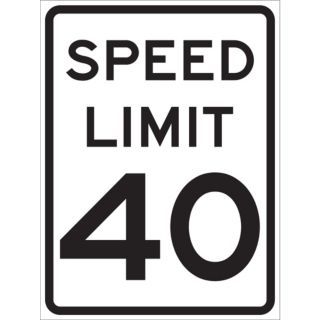 BRADY Text Speed Limit 40, Engineer Grade Aluminum Traffic Sign, Height 24", Width 18"   Parking and Traffic Signs   6GMK9|115644