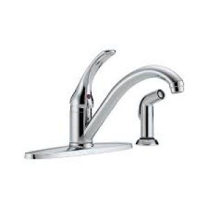 Delta 400 DST Classic Single Handle Kitchen Faucet, w/ Deck Plate & Side Spray Diamond Seal Technology   Chrome