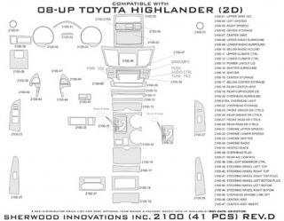 2008 2013 Toyota Highlander Wood Dash Kits   Sherwood Innovations 2100 N50   Sherwood Innovations Dash Kits
