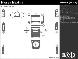 2004, 2005, 2006 Nissan Maxima Wood Dash Kits   B&I WD513B DCF   B&I Dash Kits
