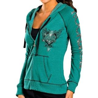 Rock & Roll Cowgirl Winged Heart Hoodie Sweatshirt (For Women) 7966H 36