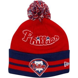 New Era Philadelphia Phillies Wide Point Knit Hat   Red/Royal Blue