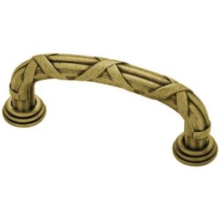Liberty French Romantics 3 in. (76mm) Tumbled Antique Brass Ribbon and Reed Cabinet Pull 65199.0