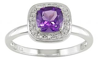10k White Gold Square Amethyst Ring  ™ Shopping   Top