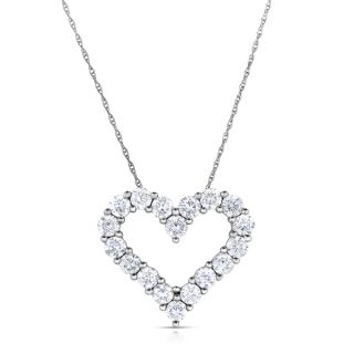 Eloquence 14k White Gold, 1/2ct TDW Diamond Heart Pendant (H I, I2 I3)
