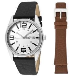 Kenneth Cole Reaction Mens Black Genuine Leather Watch  