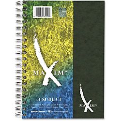 Roaring Spring Maxim 3 Subject College ruled Notebook 138 Sheets Printed Wire Bound 6.50 x 9.50 White Paper Assorted Cover Pressguard Cover Recycled 1  Each