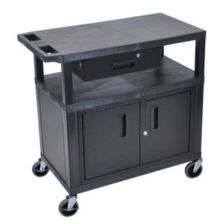 Utility Cart with 3 Shelves Cabinet and Drawer