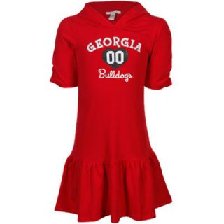 Georgia Bulldogs Youth Girls Hooded Drop Waist Dress   Red