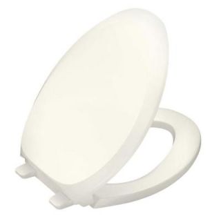 KOHLER French Curve Quiet Close Elongated Toilet Seat with Grip Tight Bumpers in Biscuit K 4713 96