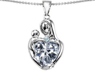6.65 cttw Original Star K(TM) Large Loving Mother With Child Pendant with Genuine 12mm Heart Shape White Topaz 