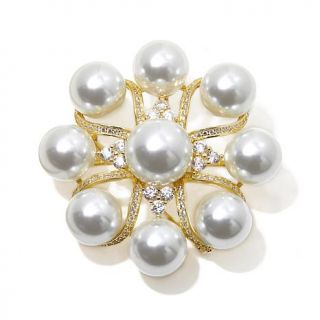 Homage by Consuelo Vanderbilt Costin "The Society" Simulated Pearl and CZ Clust   7891889