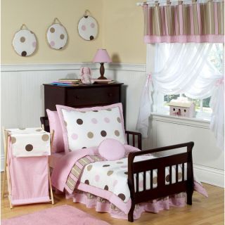 Sweet JoJo Designs Pink/ Brown Modern Polka Dot 5 piece Toddler Girls
