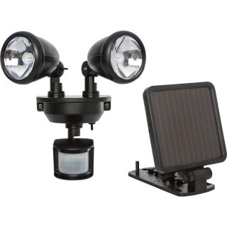 Maxsa Solar-Powered Motion-Activated Dual Head LED Security Spotlight — 160 Lumens, Black, Model# 44215  Solar Lighting