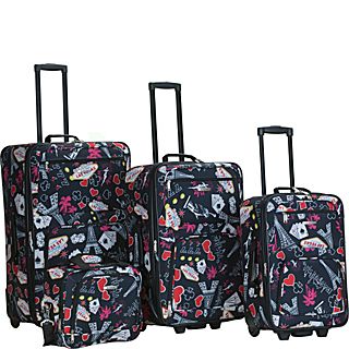 Rockland Luggage Vegas 4 Piece Printed Luggage Set