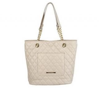 Isaac Mizrahi Live Quilted Leather Tote with Chain Detail —