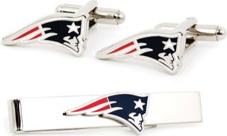 Mens Cufflinks Inc New England Patriots Cufflinks/Tie Bar Gift Set