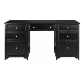 Home Decorators Collection Oxford 1 Door with 4 Drawer Wood Executive Desk in Black 0151200210