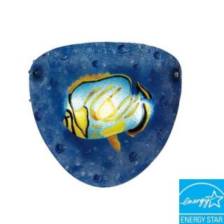 It's Exciting Lighting Wall Mount Fusion Art Glass Tropical Fish Battery Operated 3 LED Sconce IEL AMBC2003