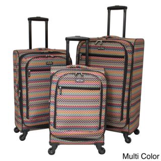 Chevron 3 piece Expandable Spinner Upright Polyester Luggage Set