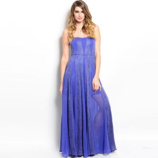 Shop the Trends Womens Spaghetti Strap Chiffon Gown with Scooped