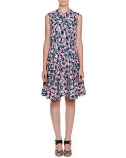 Marni Sleeveless Abstract Print Dress, Pink Clematis