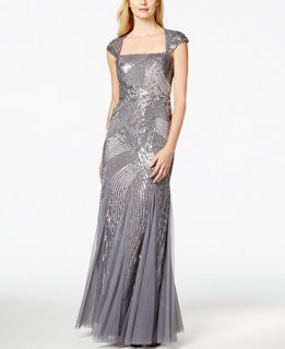 Adrianna Papell Sequin Beaded Ball Gown   Dresses   Women