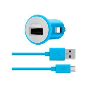 Belkin Car Charger + 30 Pin ChargeSync Cable   Power adapter   car   10 Watt   2.1 A ( USB )   on cable 30 pin Apple   blue   for Apple iPad (3rd generation); iPad 1; 2; iPhone 3G, 3GS, 4, 4S; iPod (