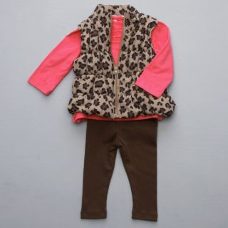 Baby Togs Infant Girls 3 Piece Leopard Print Vest Set  