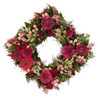 The Christmas Tree Company Abundant Zinnia 17 in. Dried Floral Square Wreath ZD9194628CTC
