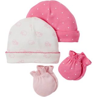 Child Of Mine by Carter's Newborn Baby Girl Mitten and Cap 4 Piece Set