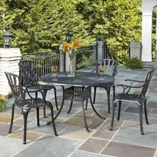 Home Styles Largo 48 in. Cast Aluminum Charcoal Outdoor 5 Piece Patio Dining Set 5560 328